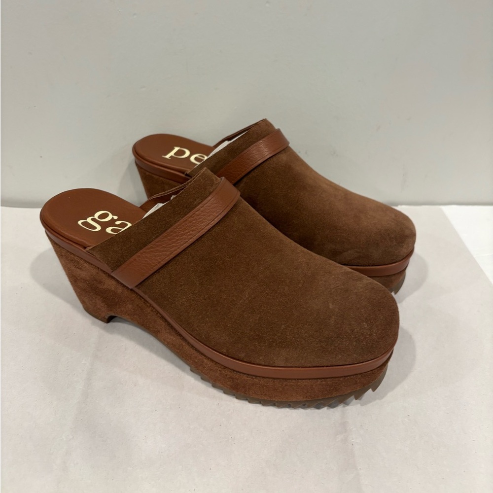 Pedro Garcia Brown Suede Platform Clogs